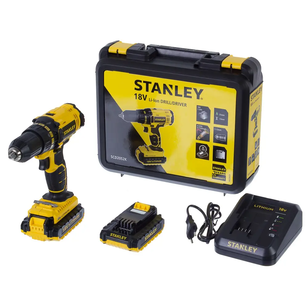 Шуруповерт аккумуляторный Stanley SCD20S2K 18 В Li-ion, 2x1.5 Ач STLM-2003895 - Вид №3