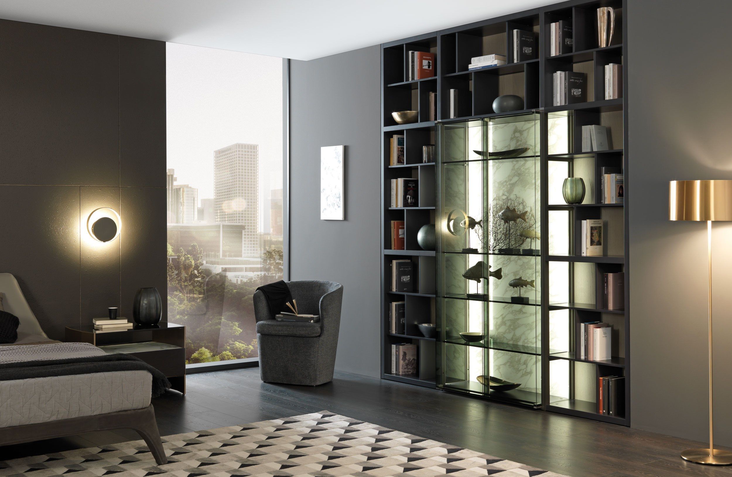 Книжный шкаф из дерева и стекла MisuraEmme CROSSING ARCH-00092195 - Вид №2