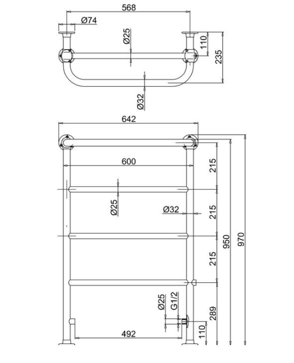 Пол стальной горячей воды полотенцесушитель Burlington BERKELEY ARCH-00133973 - Вид №1