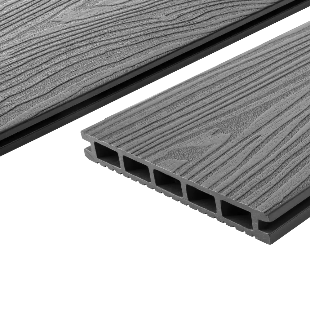 Террасная доска ДПК T-Decks цвет Серый 4000x150x20 мм двусторонний вельвет 0.45 м² STLM-2194021 - Вид №2