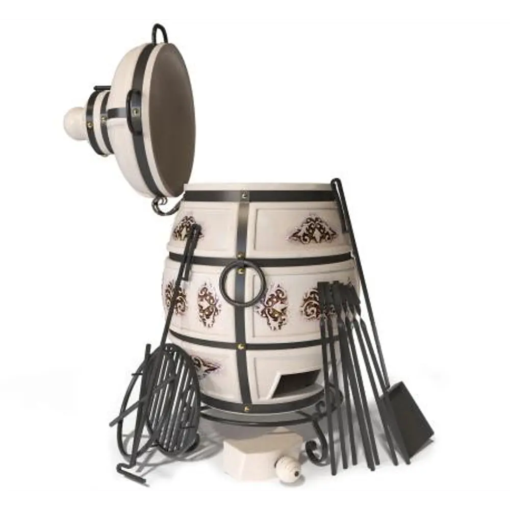 Тандыр Александр ø56 h95 см керамика/сталь бежевый Santreyd STLM-2167462