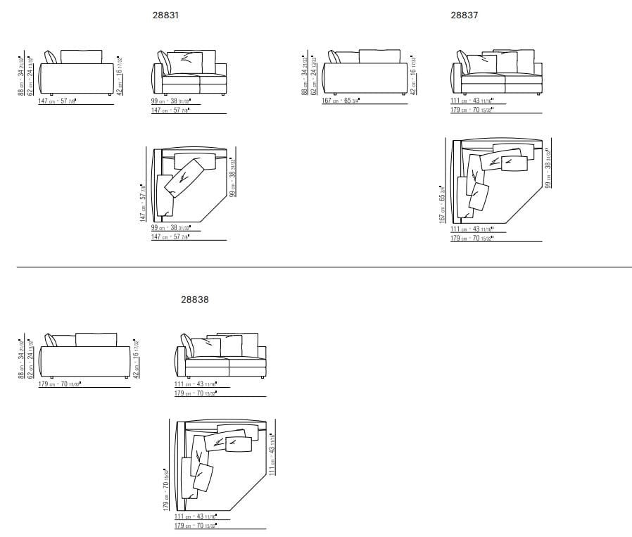 Тканевый диван с полуостровом Flexform Harper ARCH-00004789 - Вид №3