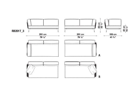 3-местный тканевый садовый диван B&B Italia Outdoor смородина ARCH-00078110 - Вид №15