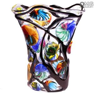 4552 ORIGINALMURANOGLASS Ваза Цветочный сад - Дутое стекло - муранское стекло OMG 38 см