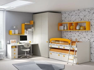 Moretti Compact Модульная деревянная спальня с выдвижной кроватью для мальчиков