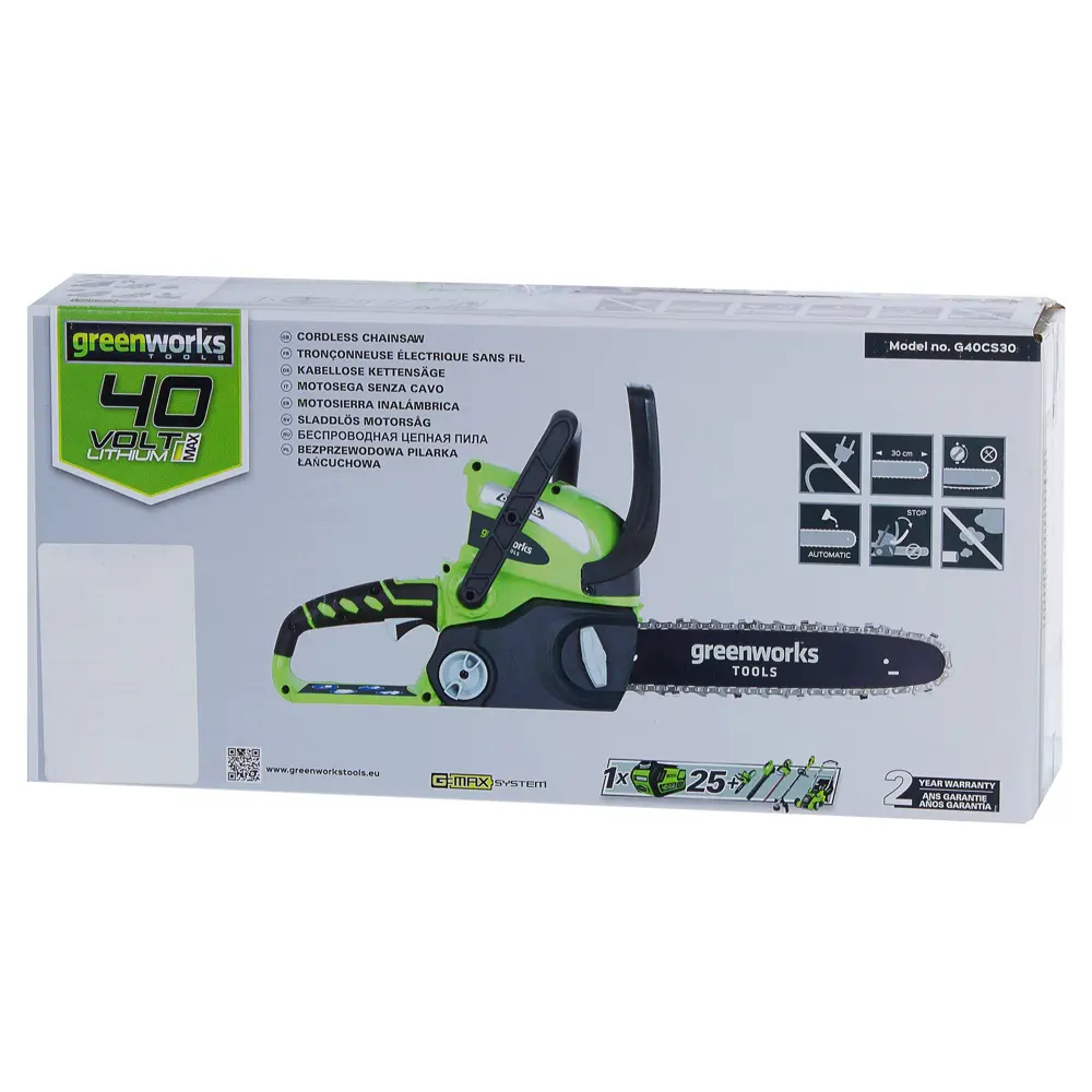 Аккумуляторная пила GreenWorks 20077UB, 40 В шина 30 см АКБ и ЗУ в комплекте STLM-2132306 - Вид №7