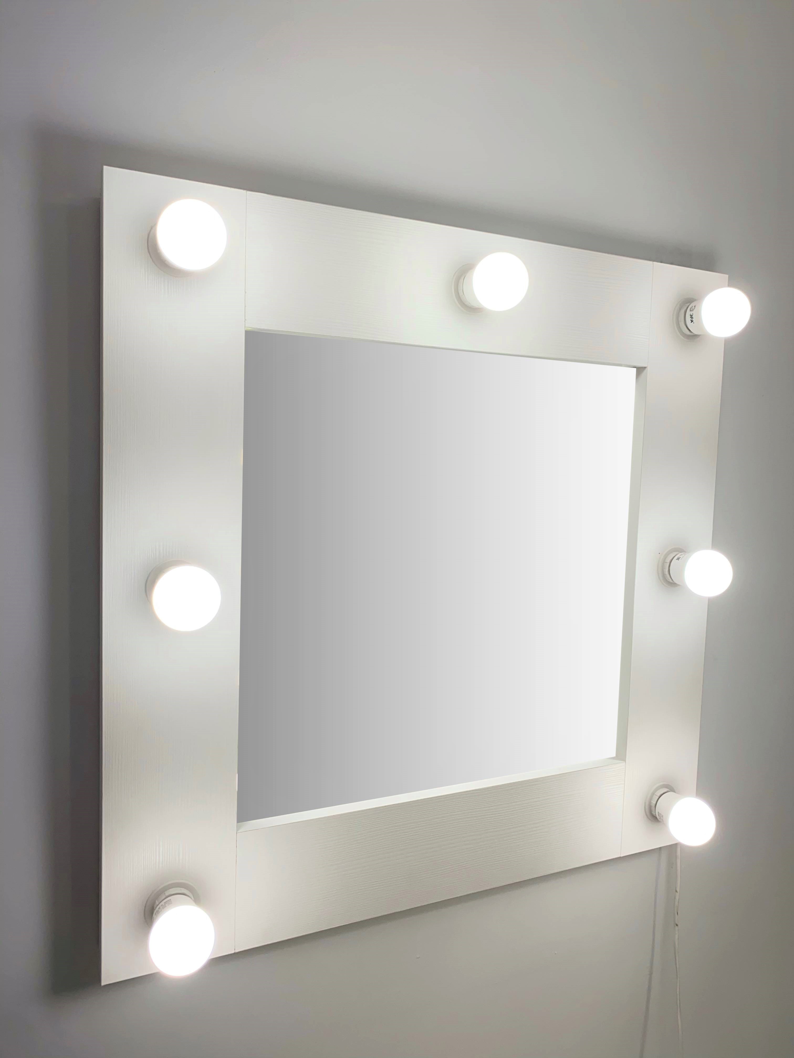 91053068 Гримерное зеркало с лампочками 60x60 см цвет белый STLM-0458978 BEAUTYUP