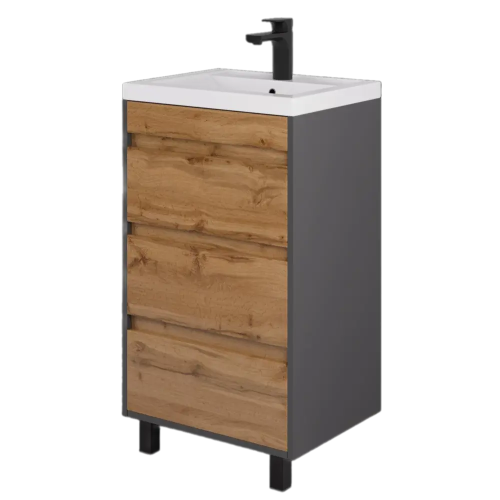 Тумба под раковину Wood 500 напольная 46.5 см цвет коричневый 89406804 STLM-2058647 Santreyd