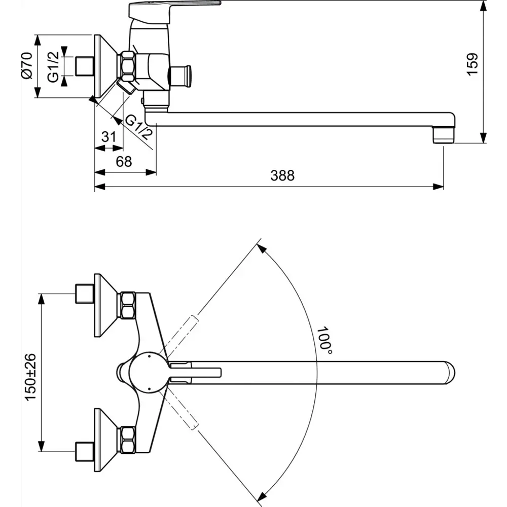 Смеситель для ванны универсальный Ideal Standard Idealstyle однорычажный цвет хром STLM-2177312 - Вид №4