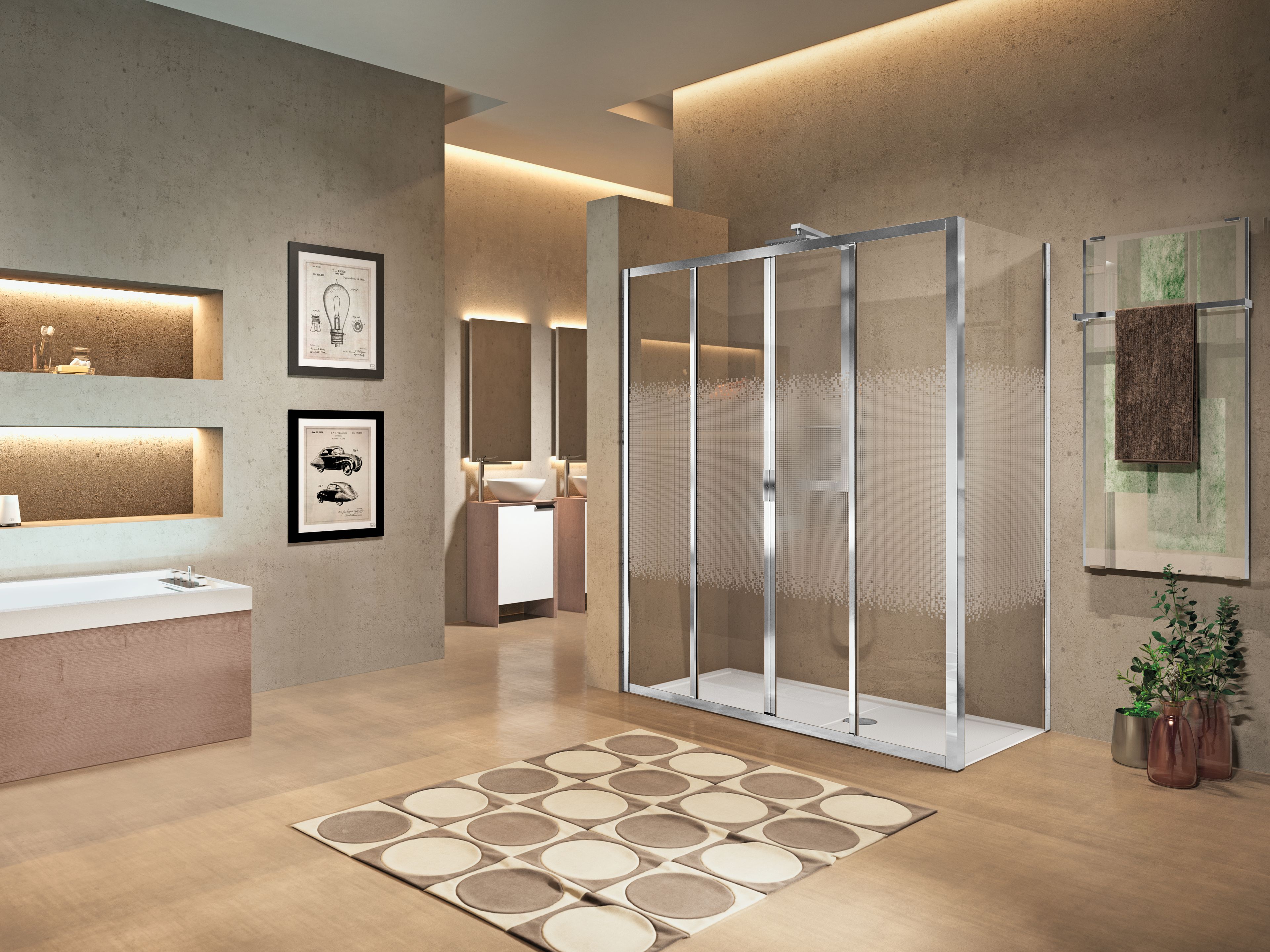 Угловая душевая кабина с раздвижной дверью Novellini Lunes ARCH-00118786