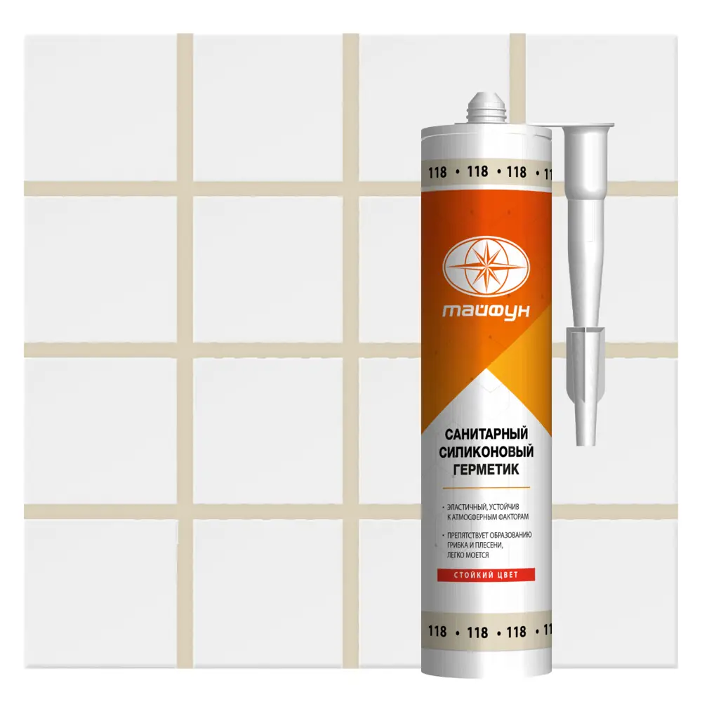 Герметик силиконовый Atlas Тайфун 118 цвет жасмин 280 мл STLM-2149944