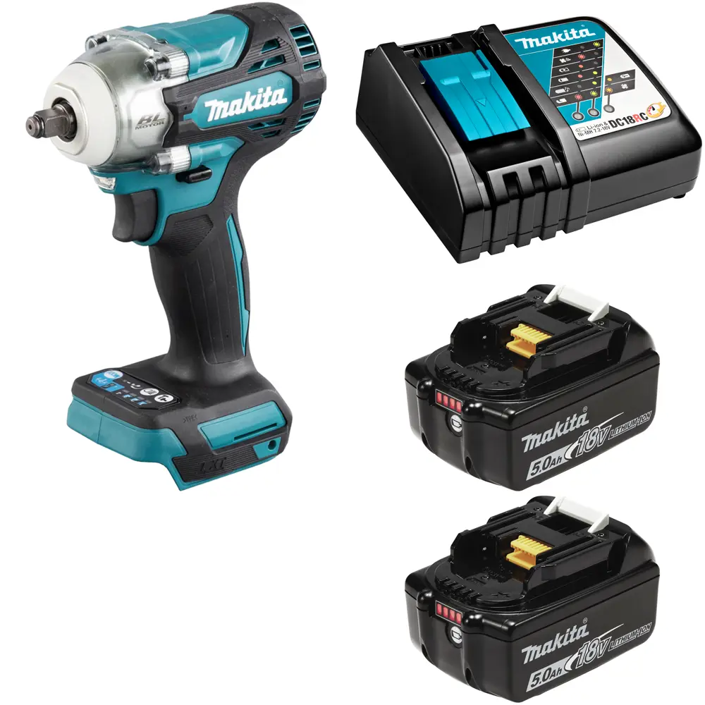 Гайковерт аккумуляторный бесщеточный Makita DTW302RTE, 18 В Li-Ion 2x5 Ач, 500 Нм