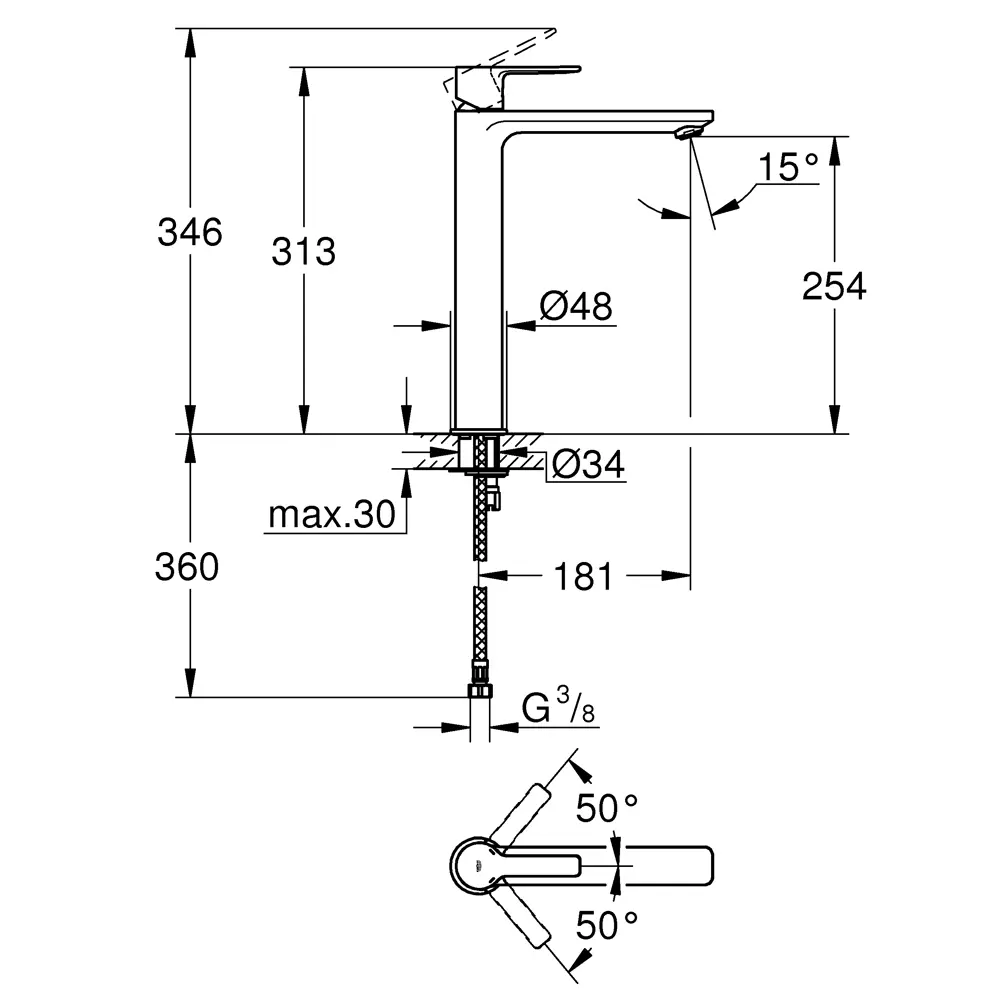 Смеситель для раковины Lineare New однорычажный цвет хром Grohe STLM-2142522 - Вид №7