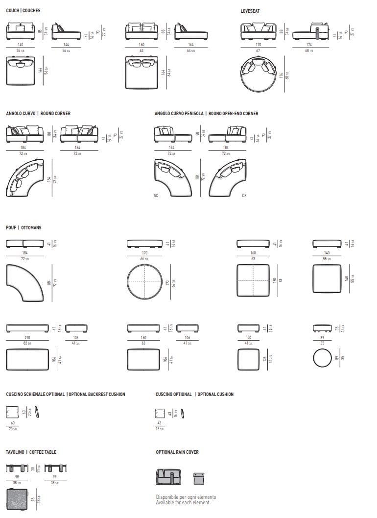 Секционная ткань открытый диван Minotti ARCH-00087721 - Вид №14
