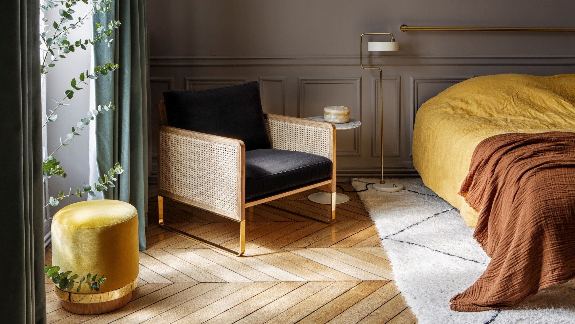 Винтажное стильное бархатное съемное мягкое кресло RED EDITION плетеная ARCH-00037426 - Вид №7