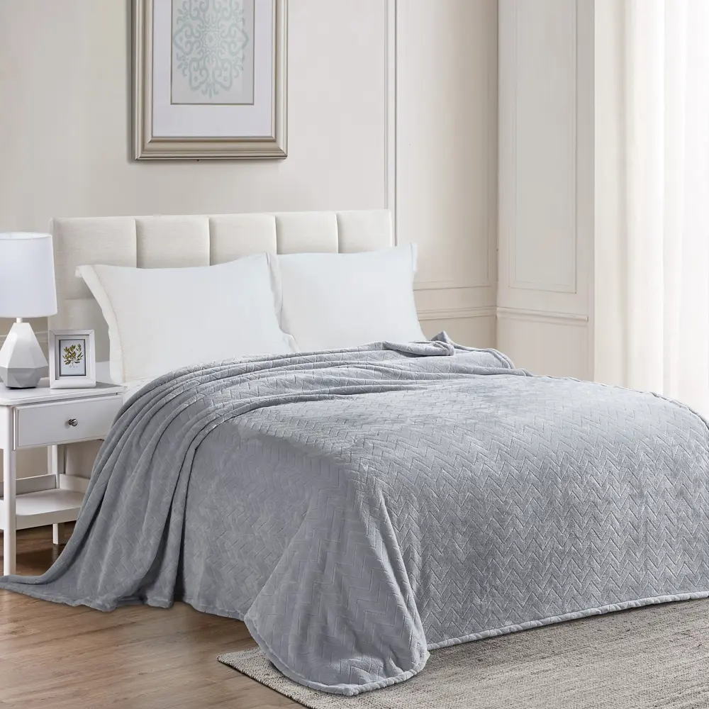 Плед Kazan 140x200 см велсофт цвет светло-серый СТОЛИЦА ТЕКСТИЛЯ STLM-2143871 - Вид №3