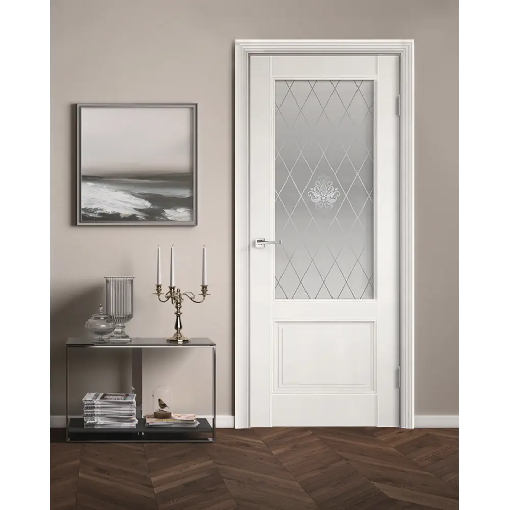 Дверь межкомнатная остеклённая Кристал 80x200 см цвет пломбир Santreyd STLM-2112377 - Вид №4