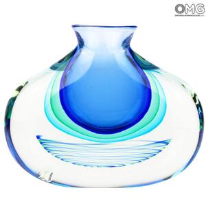 3289 ORIGINALMURANOGLASS Ваза Jar - лазурная - соммерсо - Original Murano Glass OMG 25 см