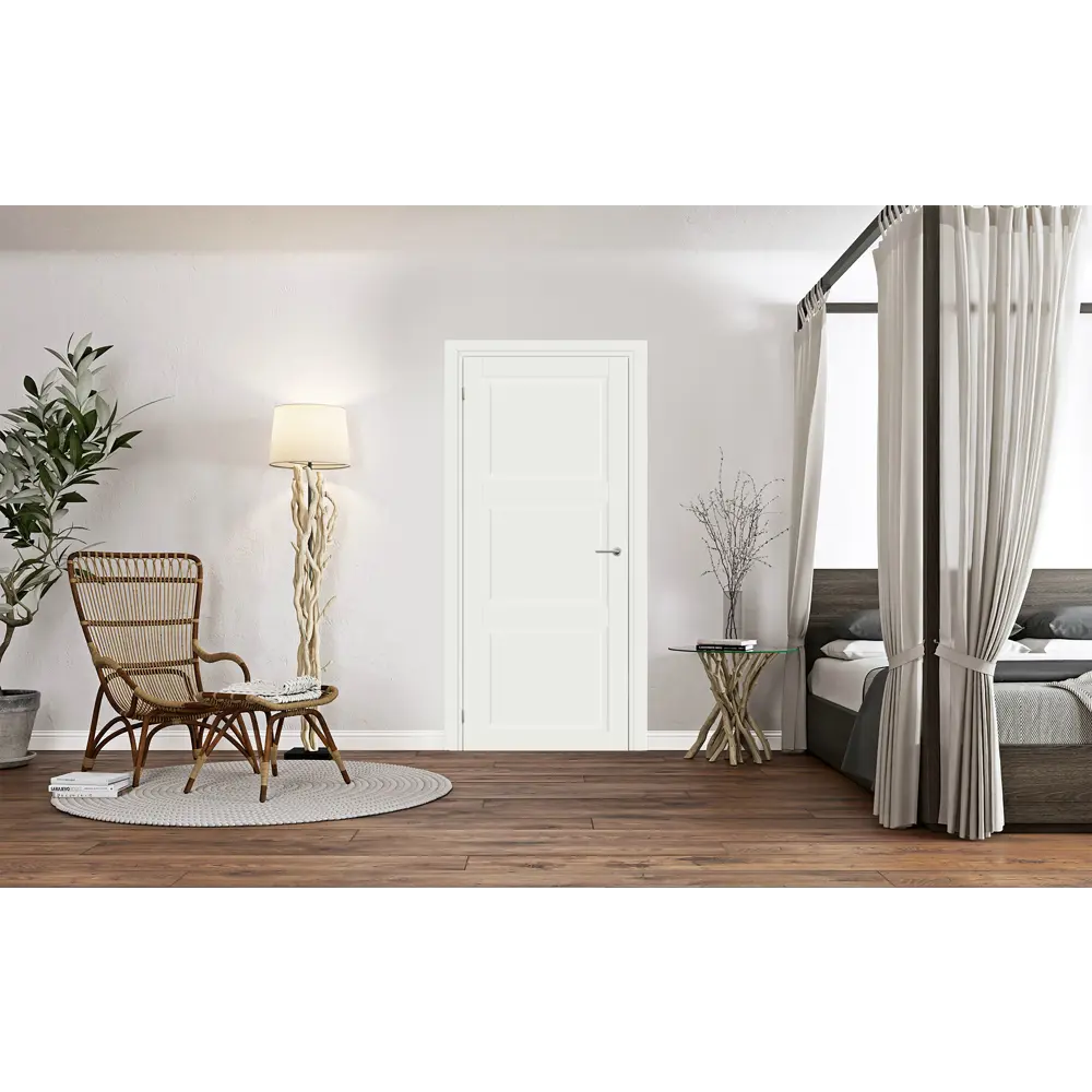 Комплект двери Адажио глухая 80x200 см Hardflex белый с добором 100 мм МАРИО РИОЛИ STLM-2169869 - Вид №1