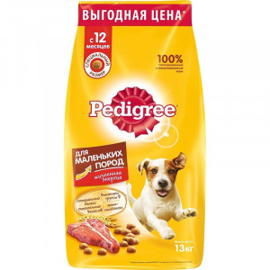 Т00007547 Корм для собак для мелких пород, говядина, рис, овощи сух.15кг PEDIGREE