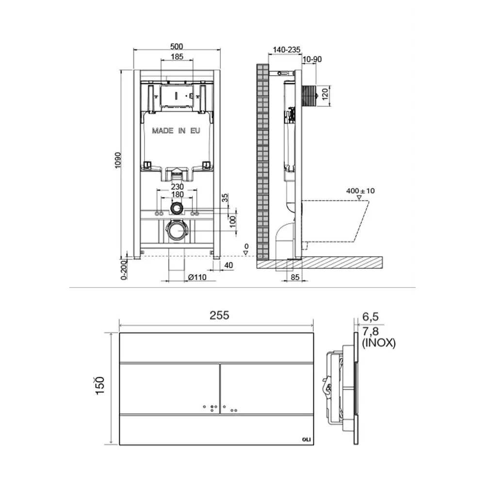 Инсталляция Oli Eco 80 для подвесного унитаза с системой Slim 86510528 80 Eco STLM-0069500 - Вид №6