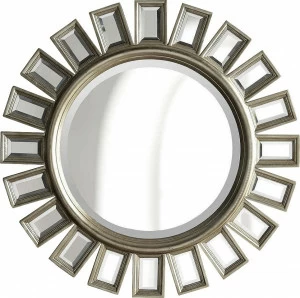 Зеркало настенное круглое в серебряной раме "Эштон" LOUVRE HOME ДИЗАЙНЕРСКИЕ, СОЛНЦЕ 036081 Серебро