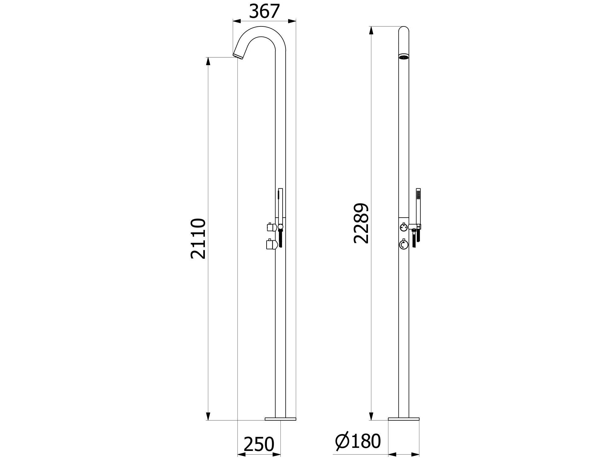 Стальной душ на открытом воздухе с ручным душем IB PROGRAM 316 MA901 ARCH-00114211 - Вид №2