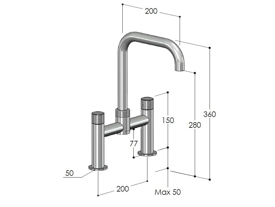 Смеситель для кухни из нержавеющей стали с поворотным изливом Fontealta Kitchen ARCH-00083893 - Вид №2