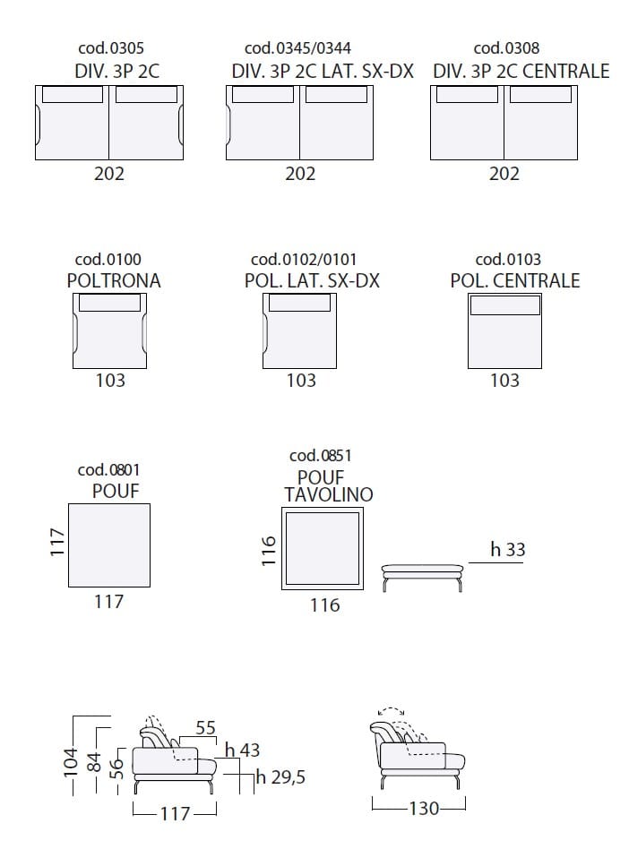 Модульный тканевый диван с откидной спинкой Egoitaliano Жаклин ARCH-00058382 - Вид №2
