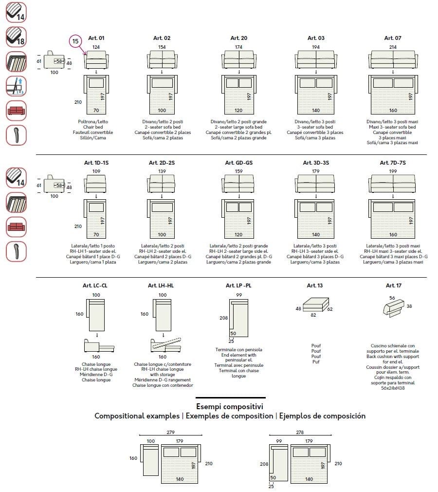 Двуспальный диван-кровать из ткани Felis Day &amp ARCH-00120756 - Вид №9