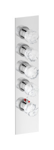 EUA411IINMR_1 Комплект наружных частей термостата на 4 потребителей - вертикальная прямоугольная панель с ручками Marmo IB Aqua - 4 потребителя