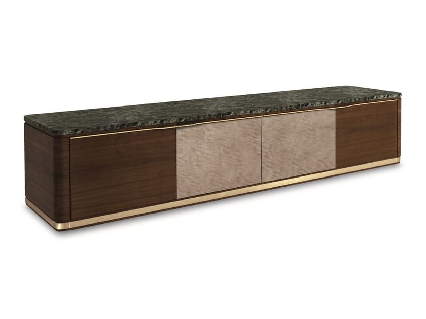 Низкий телевизор из дерева и мрамора с кожаными вставками Hurtado Evolution ARCH-00096367