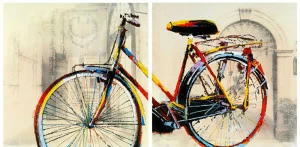 Картина маслом Модулная картина Велосипед EVENHOME КАРТИНЫ МАСЛОМ 129884 Голубой;фиолетовый;разноцветный