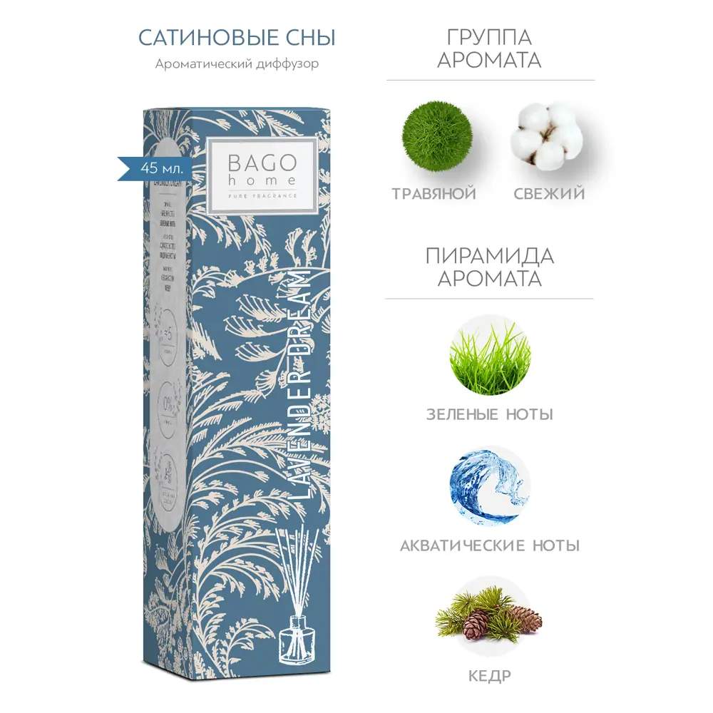 Ароматический диффузор Bago Home Сатиновые сны 45 мл STLM-2157060 - Вид №1