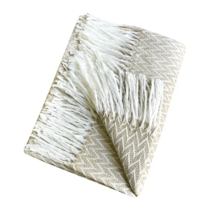 Плед Валенсия бежевый с вензельным узором 140x200 см 89426318