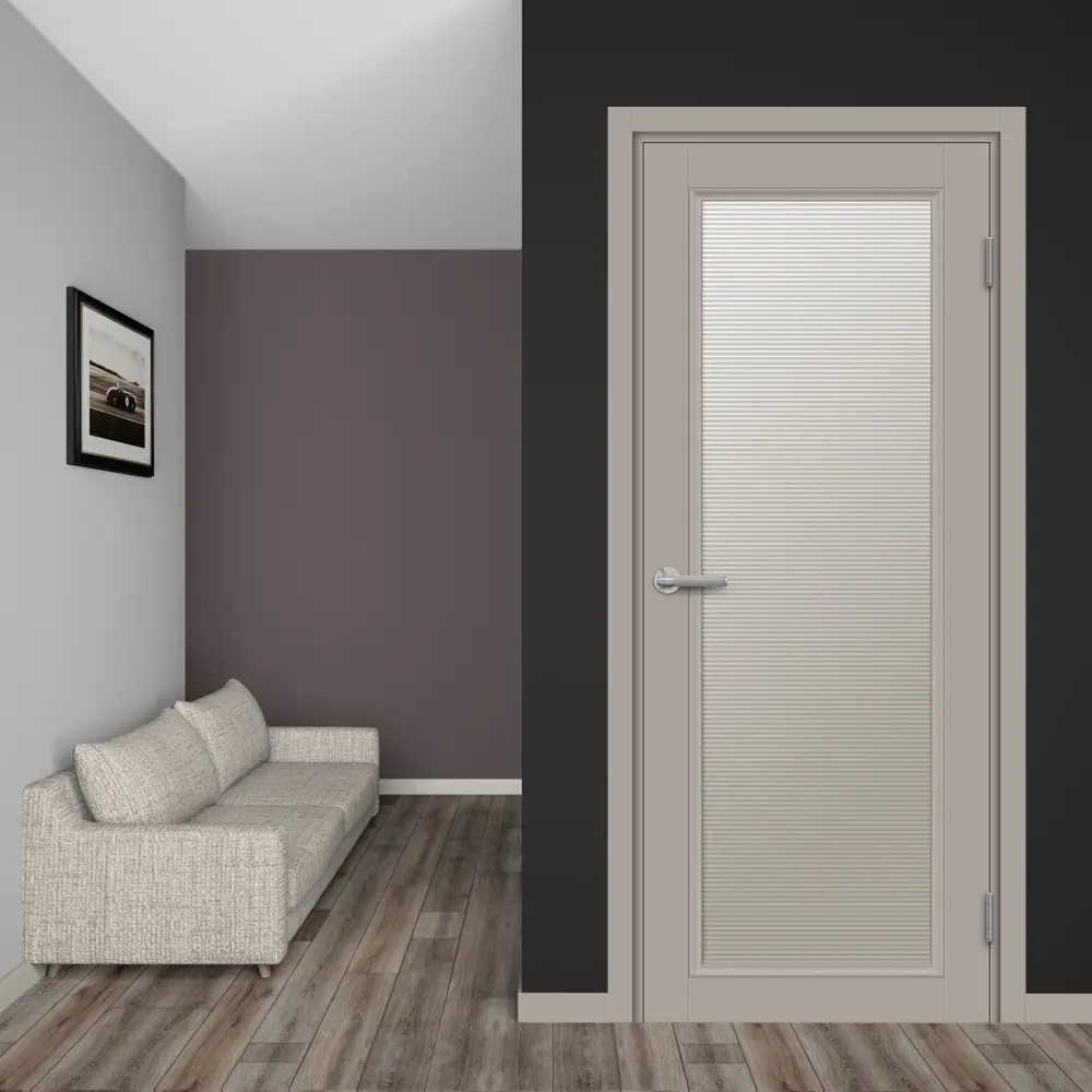 Комплект двери Лион остекленная 70x200 см HardFlex цвет тауп серый с добором 100 мм МАРИО РИОЛИ STLM-2134487 - Вид №1