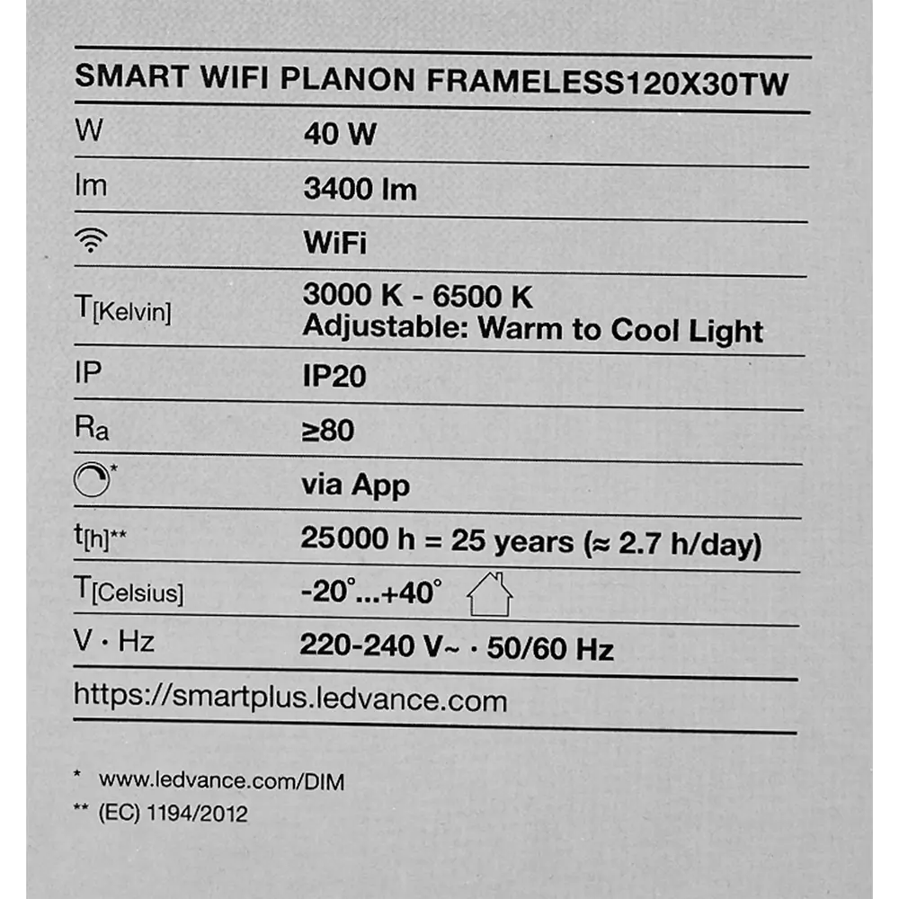 Безрамный накладной светильник WiFi 40 Вт IP20, 120X30 мм, 3400 Лм LEDVANCE STLM-2199705 - Вид №11