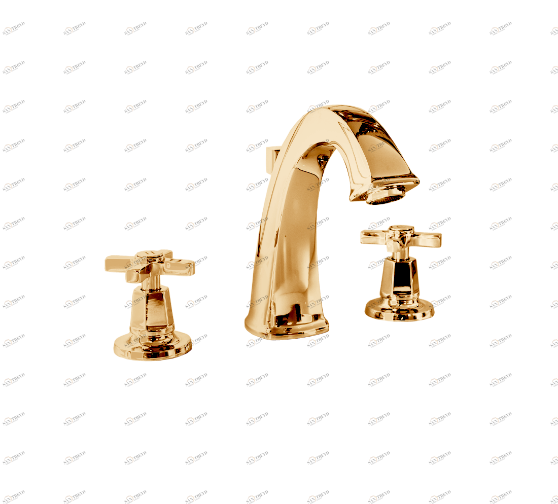 Gentry Home Смеситель для раковины на 3 отверстия Chopin White Dark gold GH101597 