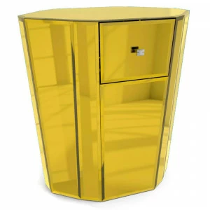 Тумбочка прикроватная зеркальная с ящиком золото "Мистик" GRAUM  304068 Желтый;зеркальный