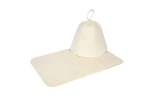 15856207 Набор из 2-х предметов : шапка Классик и коврик белый, войлок 100% 41103 Банные штучки