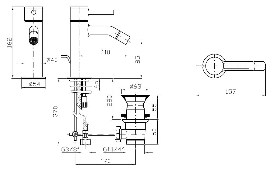 Однорычажный смеситель для биде с аэратором Zucchetti Pan S ARCH-00026209 - Вид №1