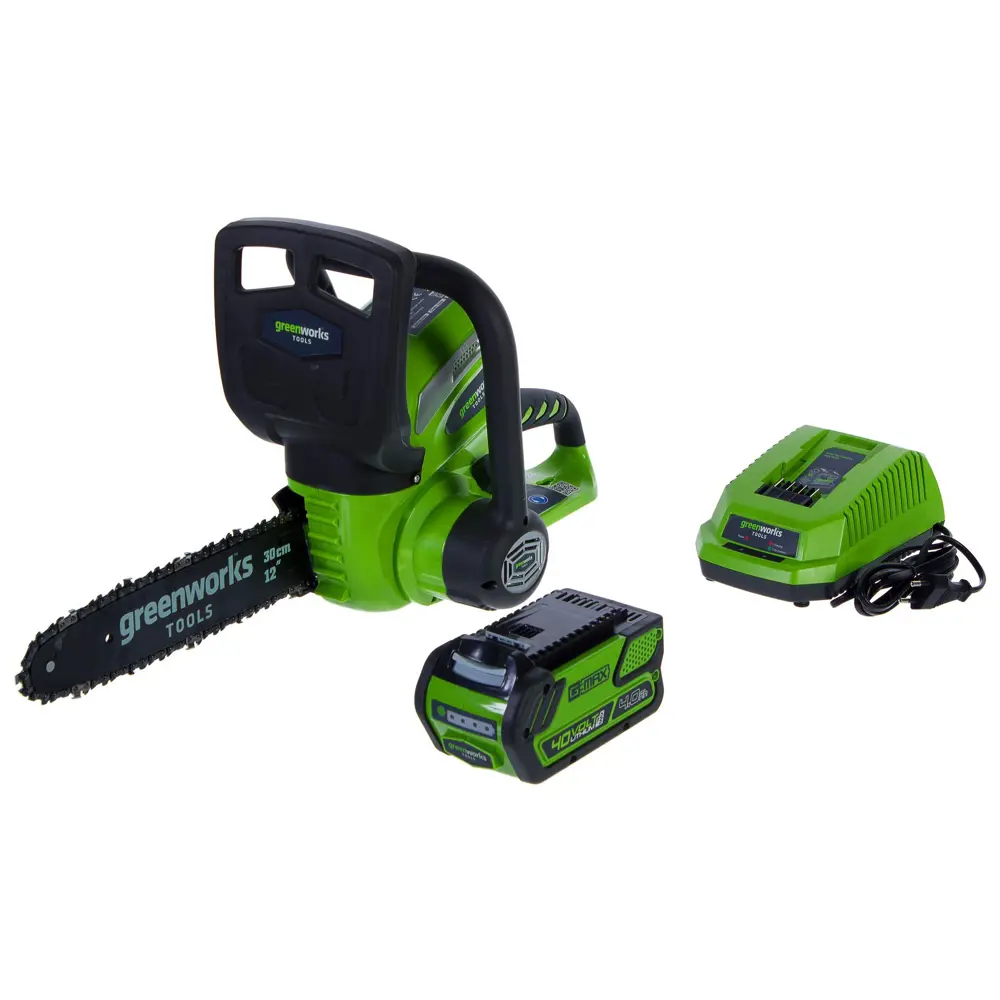 Аккумуляторная пила GreenWorks 20077UB, 40 В шина 30 см АКБ и ЗУ в комплекте STLM-2132306