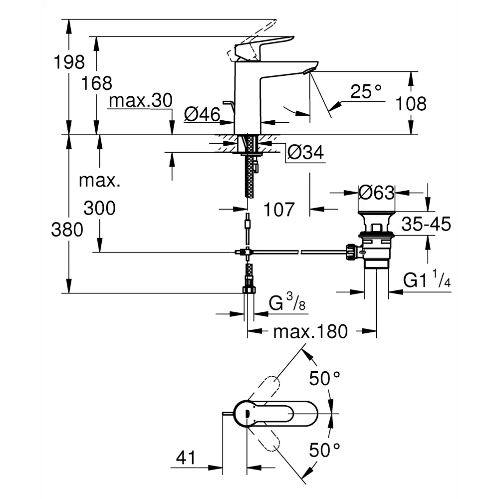Смеситель для раковины Grohe Startclova M однорычажный цвет хром STLM-2163276 - Вид №13