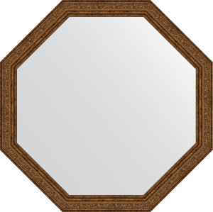 BY 3696 Зеркало в багетной раме - виньетка состаренная бронза 56 mm EVOFORM Octagon