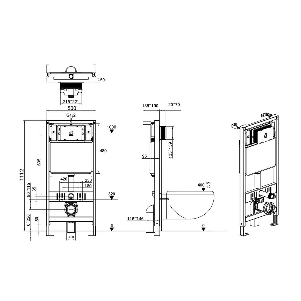 Инсталляция для подвесного унитаза GROSSBERG AJ100