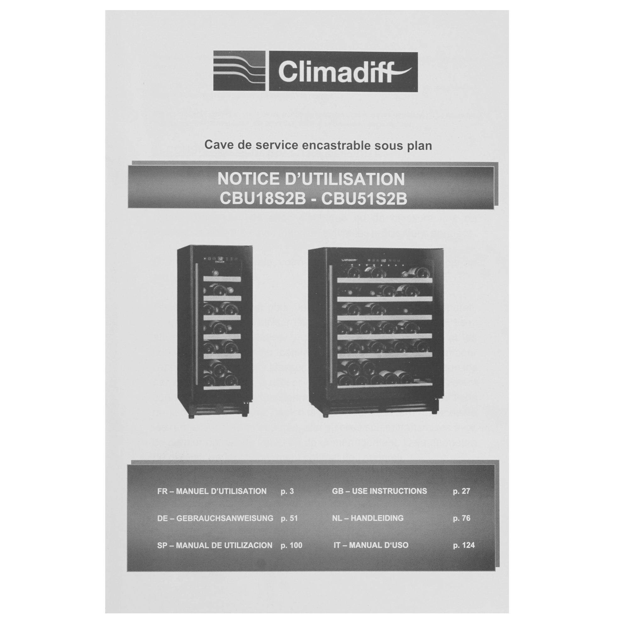 9988986 Винный шкаф Climadiff CBU51S2B черный STDN-0133364 - Вид №6