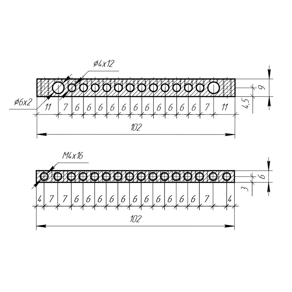Шина соединительная EKF Proxima PEN 0-земля 14 отверстий 6x9 мм STLM-2147251 - Вид №1