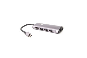 16201477 Кабель-адаптер USB3.1 Type-C/M - HDMI 4K*60Hz +3USB 3.0+RJ45+TF+SD+PD charging CU463 VCOM