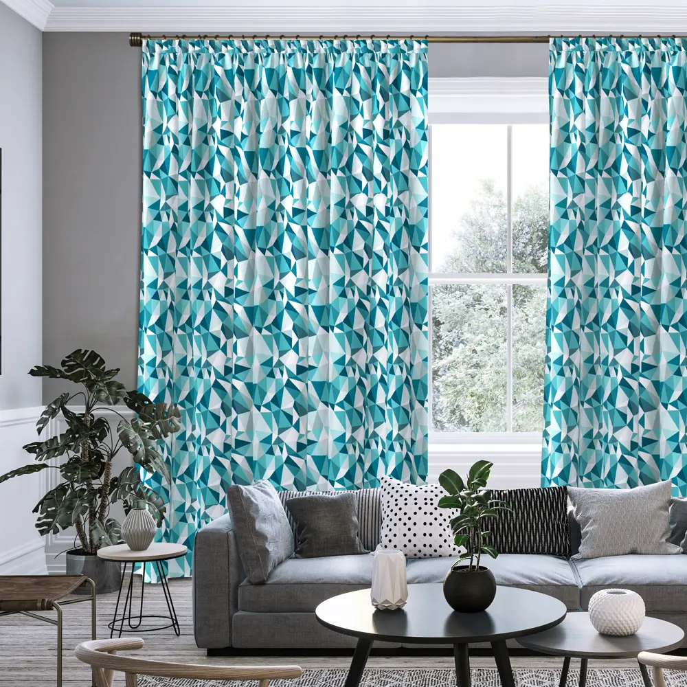 Штора на ленте Ромбы 160x260 см цвет синий GARDEN STLM-2049417 - Вид №5