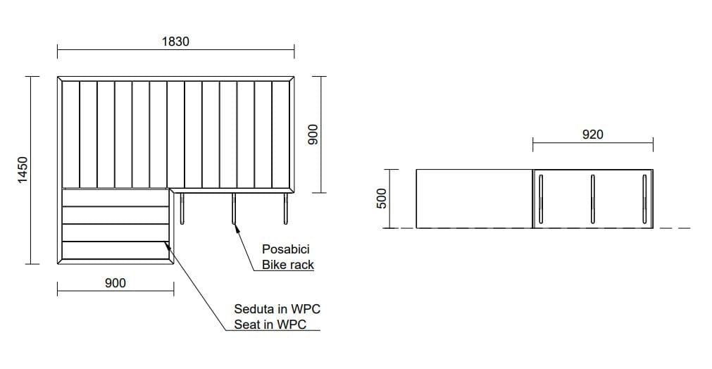 Модульная скамья из оцинкованной стали со встроенной плантатором и велосипедной стойкой Studio Città RESTÒ ARCH-00084567 - Вид №10